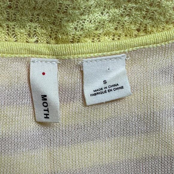 Moth Anthropologie Sweater Women Small Yellow Sunglow Cardigan Stripe Sheer Boho - Picture 6 of 9